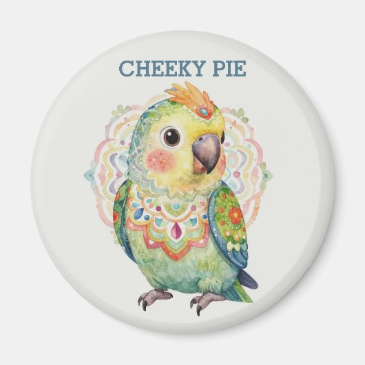 Decorative Folk‑Art Parrot Illustration  Magnet (Vorne)