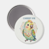 Decorative Folk‑Art Parrot Illustration  Magnet (Vorderseite/Rückseite)