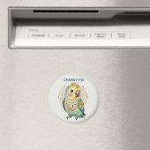 Decorative Folk‑Art Parrot Illustration  Magnet (In Situ (Geschirrspüler))