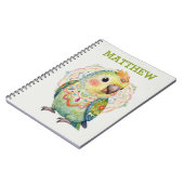 Decorative Folk‑Art Parrot Illustration  Notizblock (Linke Seite)