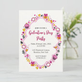 Decorative Galentines Invitation Oval Frame Einladung (Stehend Vorderseite)