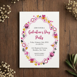 Decorative Galentines Invitation Oval Frame Einladung