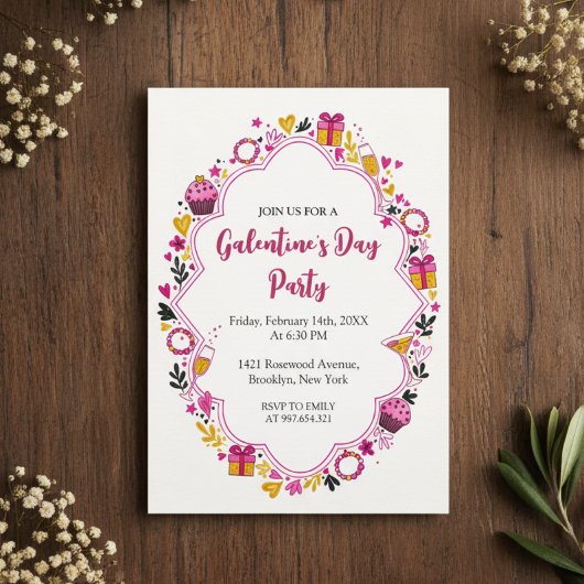 Decorative Galentines Invitation Oval Frame Einladung