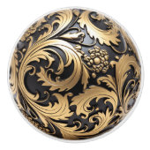 Decorative Gold Filigree auf Satin Black Keramikknauf (Vorderseite)