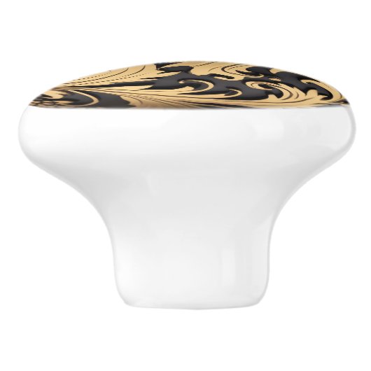 Decorative Gold Filigree auf Satin Black Keramikknauf (Seitenansicht)