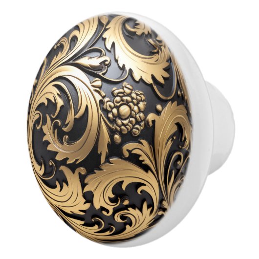 Decorative Gold Filigree auf Satin Black Keramikknauf (Rechts)