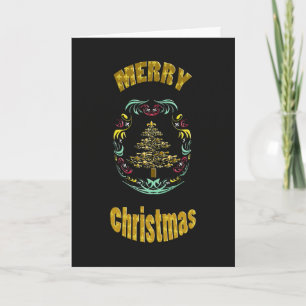 Decorative Gold Fleur de Lys Tree Frohe Weihnachte Feiertagskarte
