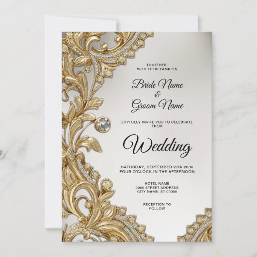 Decorative Gold Hochzeit Einladung (Vorderseite)