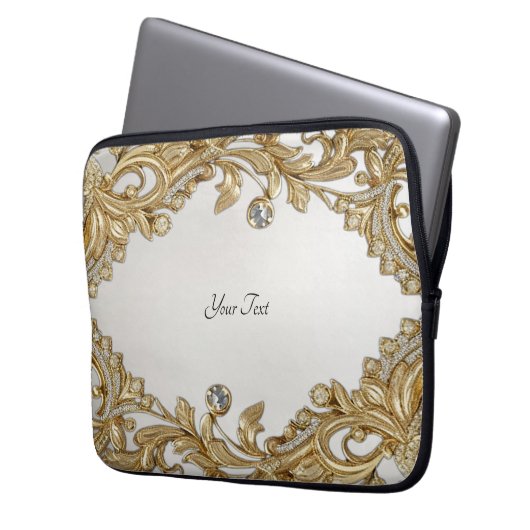 Decorative Gold Laptop Sleeve (Vorderseite Links)