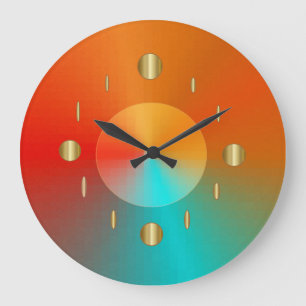 Decorative Gold Red Aqua Green > Trendy Wall Clock Große Wanduhr