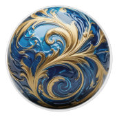 Decorative Gold Royal Blue Verziert Enamel Keramikknauf (Vorderseite)