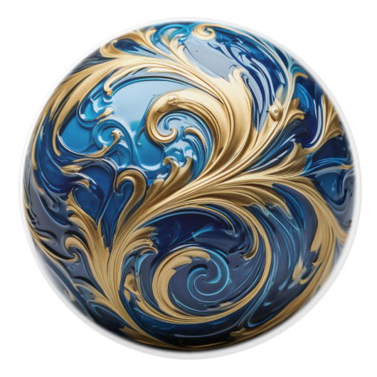Decorative Gold Royal Blue Verziert Enamel Keramikknauf (Vorderseite)