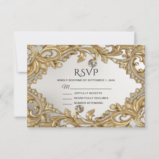 Decorative Gold RSVP Card (Vorderseite)