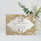 Decorative Gold RSVP Card (Stehend Vorderseite)