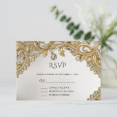 Decorative Gold RSVP Card (Stehend Vorderseite)