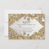 Decorative Gold RSVP Card Karte (Vorderseite)