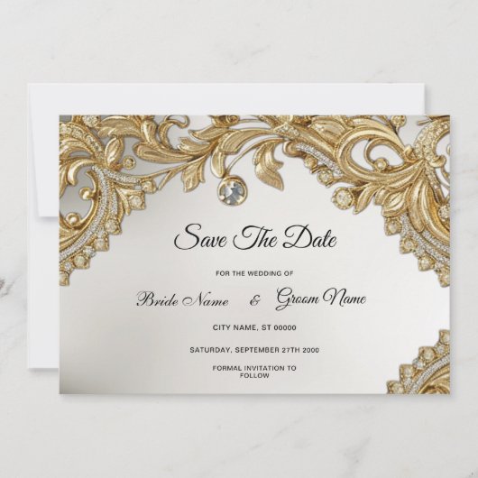 Decorative Gold Save the Date (Vorderseite)