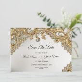 Decorative Gold Save the Date (Stehend Vorderseite)