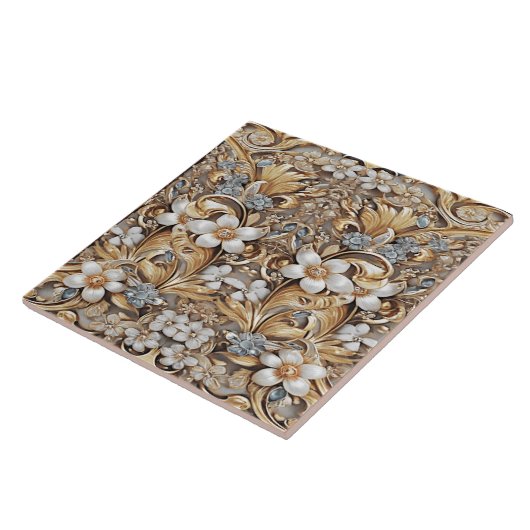 Decorative Gold Weiße Keramik Tile Fliese (Seite)