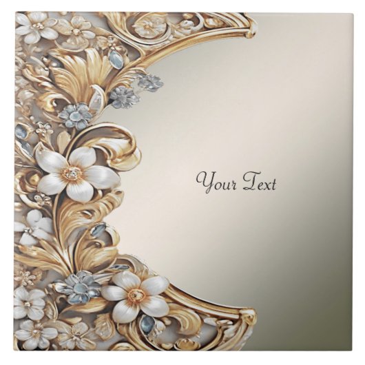 Decorative Gold Weiße Keramik Tile Fliese (Vorderseite)