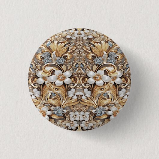 Decorative Gold White Floral Button (Vorderseite)
