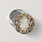 Decorative Gold White Floral Button (Vorne & Hinten)
