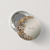 Decorative Gold White Floral Button (Vorne & Hinten)
