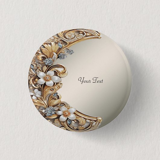 Decorative Gold White Floral Button (Vorderseite)