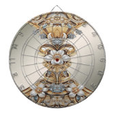 Decorative Gold White Floral Dartboard Dartscheibe (vorne)