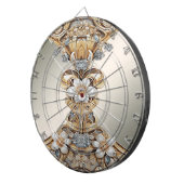 Decorative Gold White Floral Dartboard Dartscheibe (Vorderseite rechts)