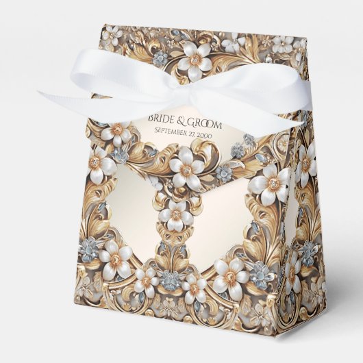 Decorative Gold White Floral Gevor Box Geschenkschachtel (Vorderseite)