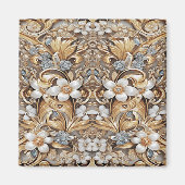 Decorative Gold White Floral Magnet (Vorne)