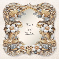 Decorative Gold White Floral Paper Untersetzer