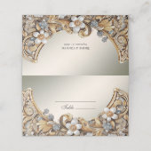 Decorative Gold White Floral Platzkarte (Außenseite Aufgefaltet)