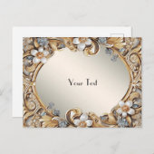 Decorative Gold White Floral Postcard Postkarte (Vorne/Hinten)