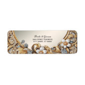 Decorative Gold White Floral Rücksendeadresse Labe (Vorne)