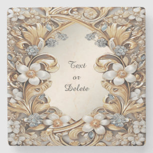 Decorative Gold White Floral Stone Untersetzer