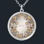 Decorative goldene, weiße, florale Kette Versilberte Kette<br><div class="desc">Schöne Decorations-Gold Weiße Flora-Kette</div>