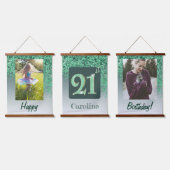 Decorative Green Glitter 2 Photos 21st Birthday Wandteppich Mit Holzrahmen (Dreifach)
