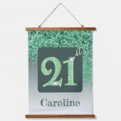 Decorative Green Glitter 2 Photos 21st Birthday Wandteppich Mit Holzrahmen (Vorderseite 2)