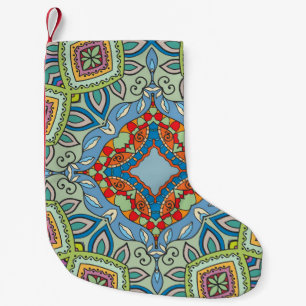 Decorative hand drawn seamless pattern. Colorful a Kleiner Weihnachtsstrumpf
