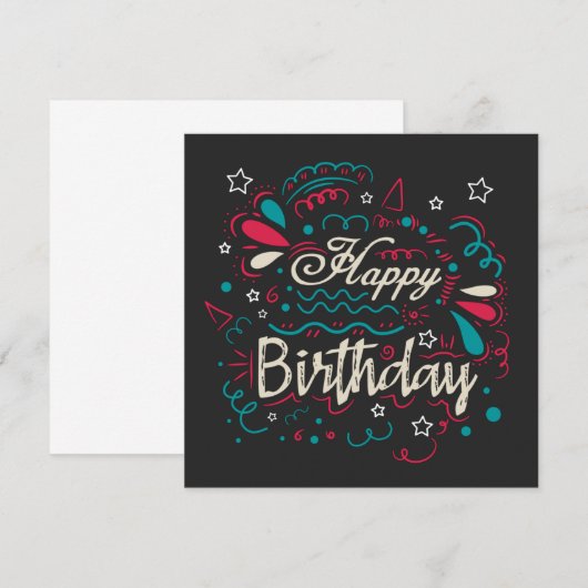 decorative happy birthday einladung (Vorne/Hinten)