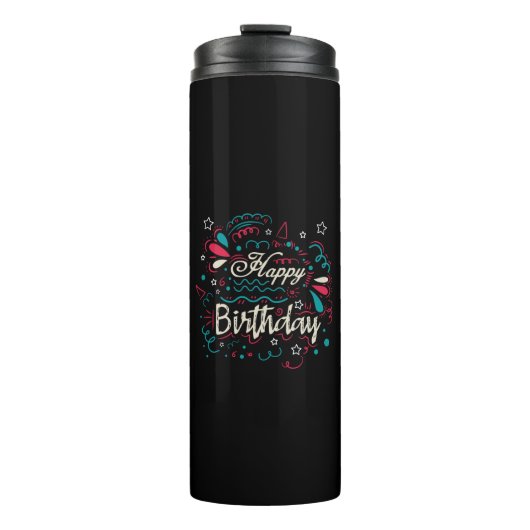 decorative happy birthday thermosbecher (Vorderseite)