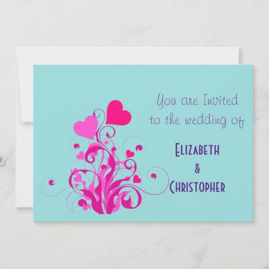 Decorative Hearts Wedding Einladung (Vorderseite)