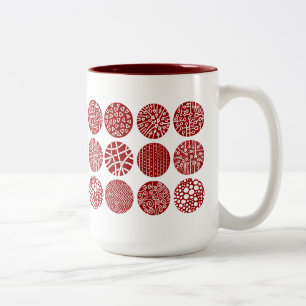 Decorative Kreise - Ruby Red and White Zweifarbige Tasse
