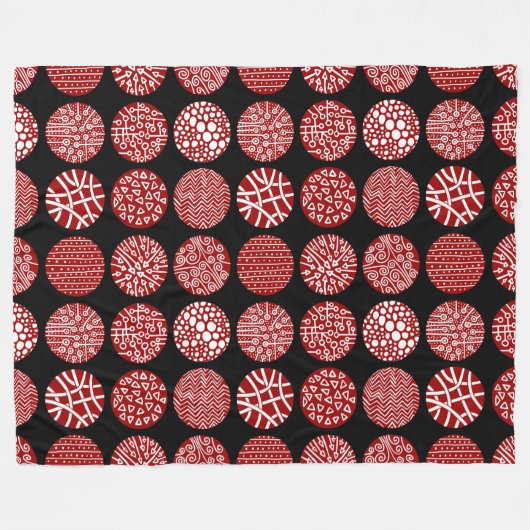 Decorative Kreise - Ruby Red und Black Fleecedecke (Vorderseite (Horizontal))