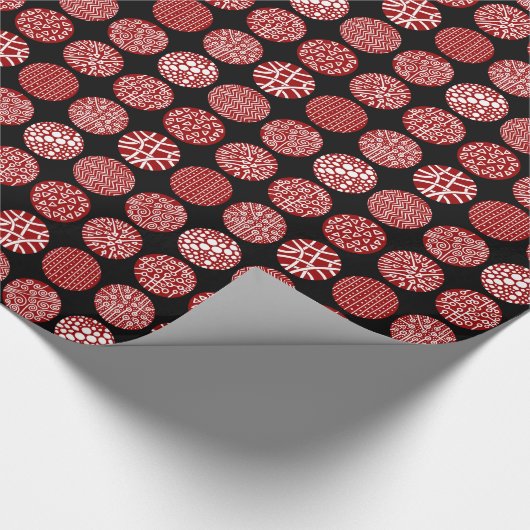 Decorative Kreise - Ruby Red und Black Geschenkpapier (Ecke)