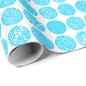 Decorative Kreise - Sky Blue und White Geschenkpapier (Rolleneckpunkt)