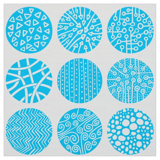 Decorative Kreise - Sky Blue und White Stoff (Muster)