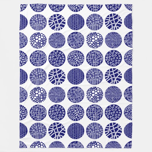 Decorative Kreise - Tiefe Marine und Weiß Fleecedecke (Vorderseite)